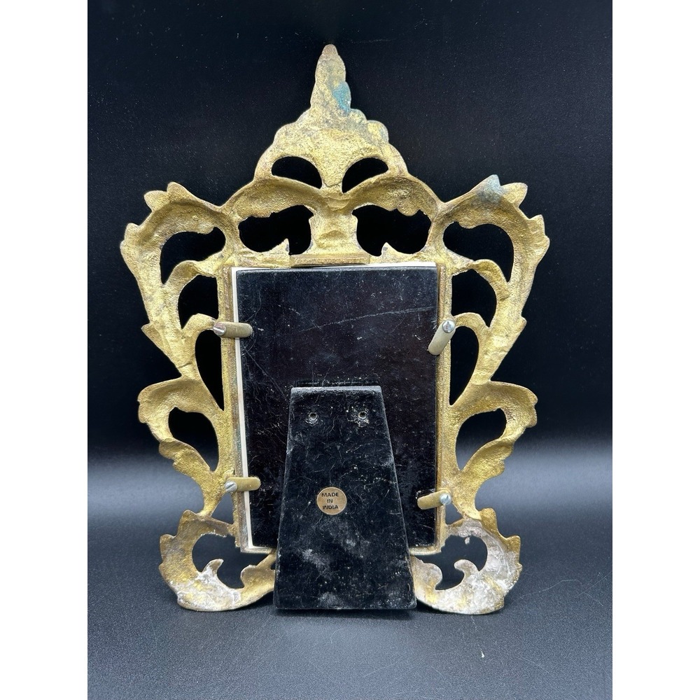 Vintage Wilton Cast Metal Picture Frame Ornate Gold Tone 4 X 5.5 - Picture 2 of 5